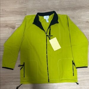 Vibrant Lime Green women’s  Jacket with Black Accents